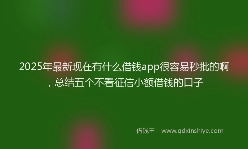 2025年最新现在有什么借钱app很容易秒批的啊，总结五个不看征信小额借钱的口子