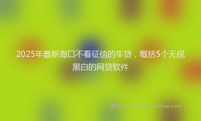 2025年最新海口不看征信的车贷，概括5个无视黑白的网贷软件