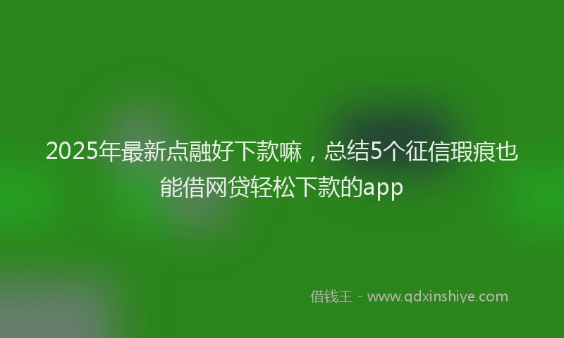 2025年最新点融好下款嘛，总结5个征信瑕疵也能借网贷轻松下款的app