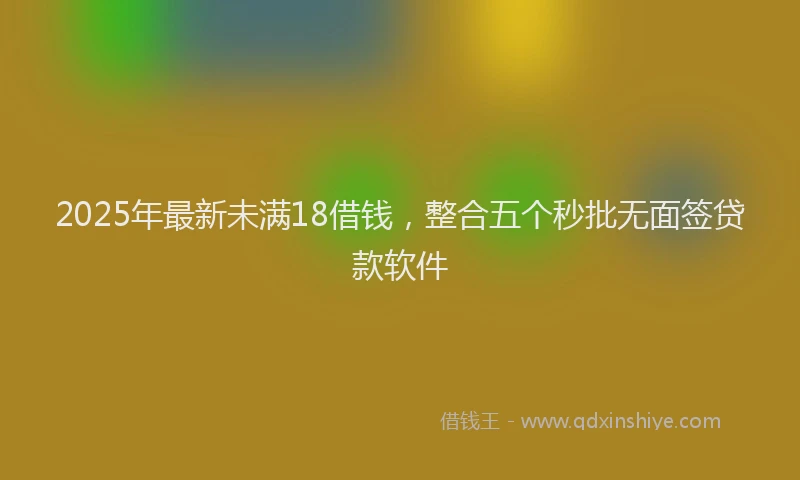 2025年最新未满18借钱，整合五个秒批无面签贷款软件