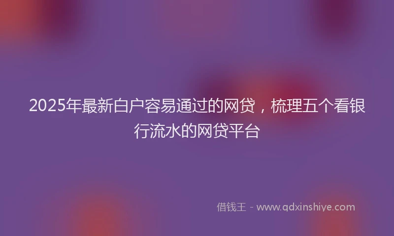 2025年最新白户容易通过的网贷，梳理五个看银行流水的网贷平台