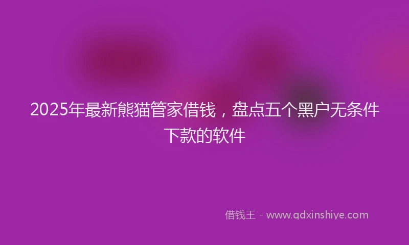 2025年最新熊猫管家借钱,盘点五个黑户无条件下款的软件