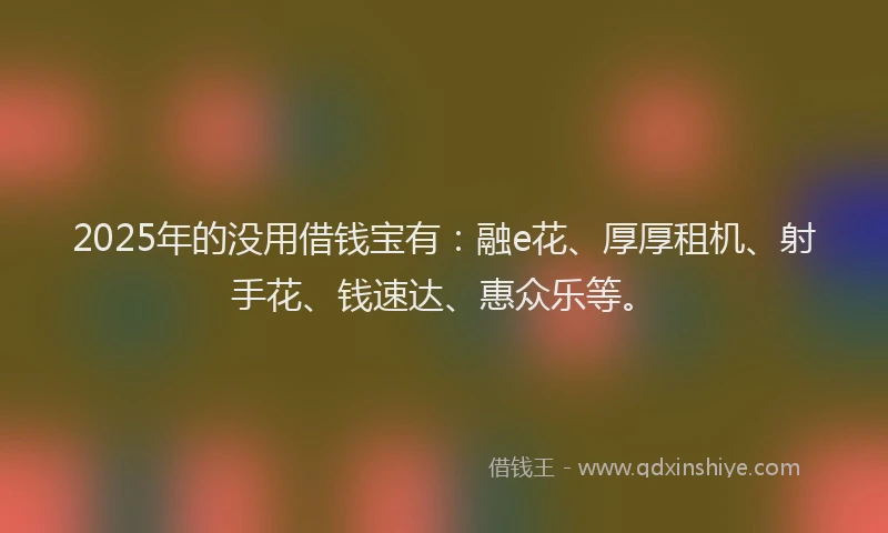 2025年的没用借钱宝有：融e花、厚厚租机、射手花、钱速达、惠众乐等。