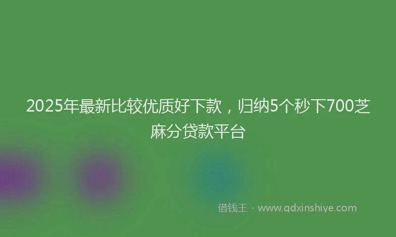 2025年最新比较优质好下款，归纳5个秒下700芝麻分贷款平台