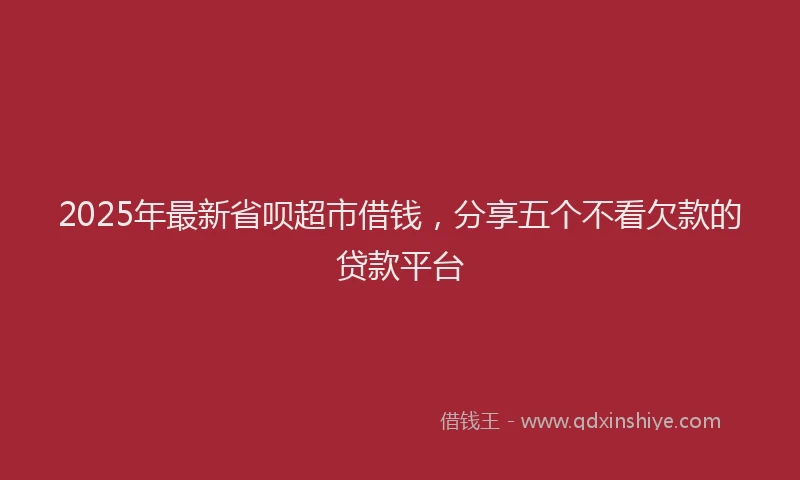 2025年最新省呗超市借钱，分享五个不看欠款的贷款平台