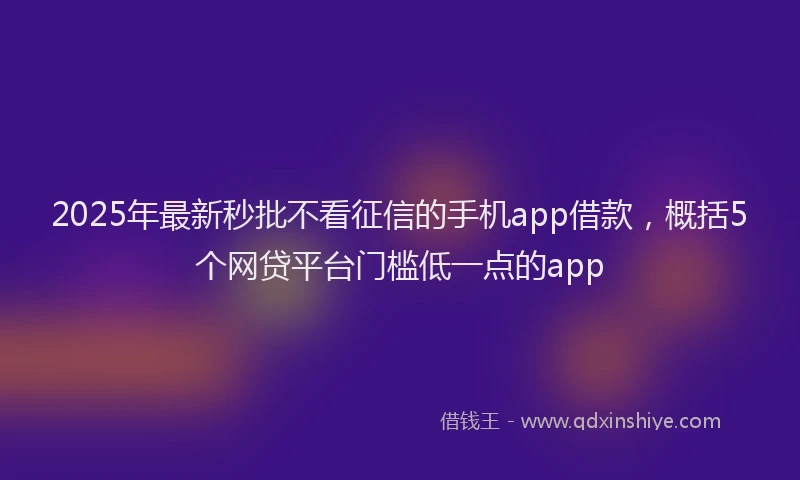 2025年最新秒批不看征信的手机app借款，概括5个网贷平台门槛低一点的app