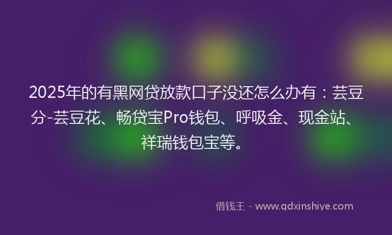 2025年的有黑网贷放款口子没还怎么办有：芸豆分-芸豆花、畅贷宝Pro钱包、呼吸金、现金站、祥瑞钱包宝等。