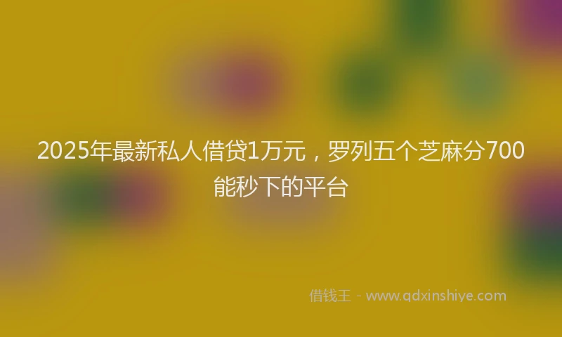 2025年最新私人借贷1万元,罗列五个芝麻分700能秒下的平台
