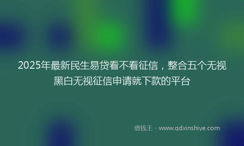 2025年最新民生易贷看不看征信，整合五个无视黑白无视征信申请就下款的平台