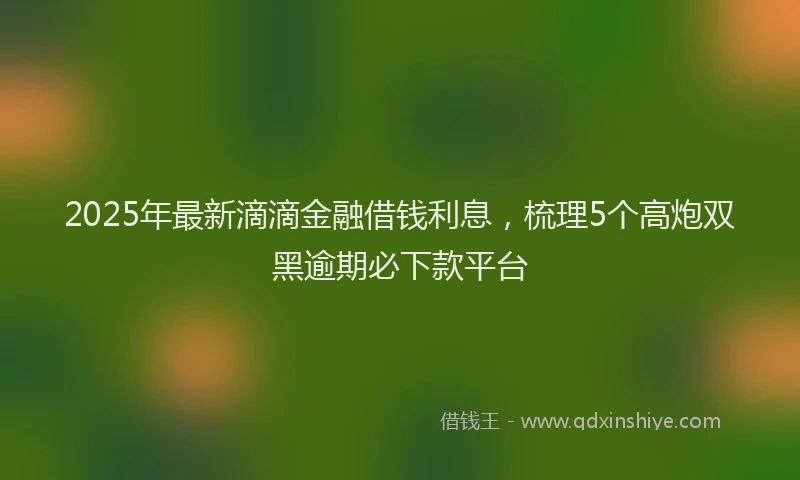 2025年最新滴滴金融借钱利息，梳理5个高炮双黑逾期必下款平台