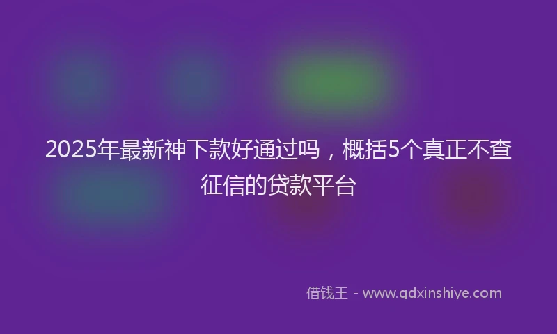2025年最新神下款好通过吗，概括5个真正不查征信的贷款平台