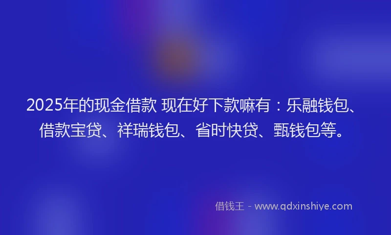 2025年的现金借款 现在好下款嘛有：乐融钱包、借款宝贷、祥瑞钱包、省时快贷、甄钱包等。