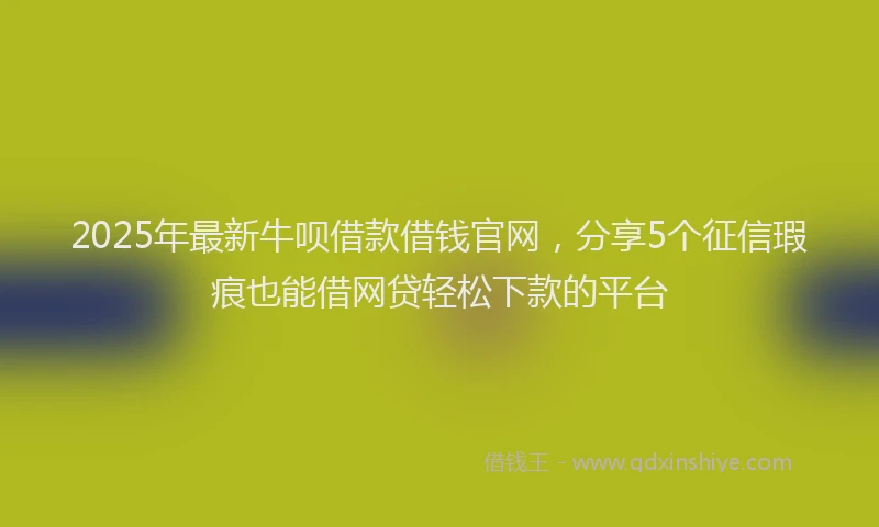 2025年最新牛呗借款借钱官网，分享5个征信瑕疵也能借网贷轻松下款的平台