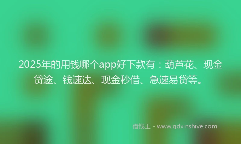 2025年的用钱哪个app好下款有：葫芦花、现金贷途、钱速达、现金秒借、急速易贷等。