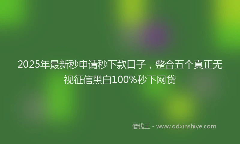 2025年最新秒申请秒下款口子，整合五个真正无视征信黑白100%秒下网贷