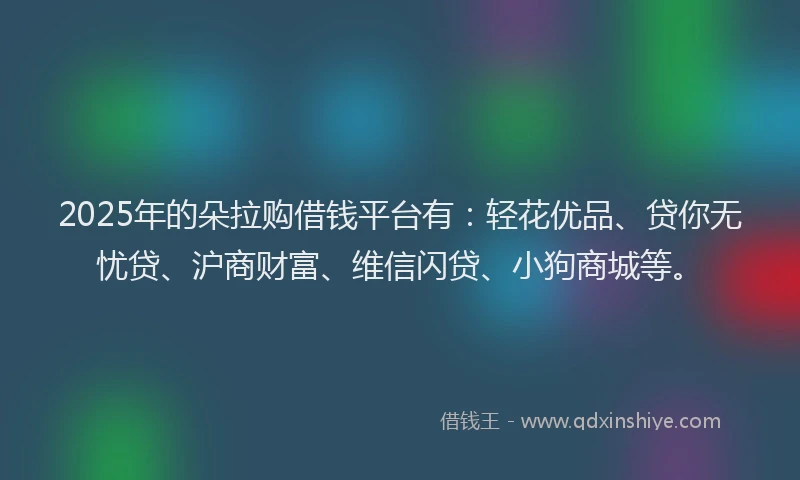 2025年的朵拉购借钱平台有：轻花优品、贷你无忧贷、沪商财富、维信闪贷、小狗商城等。