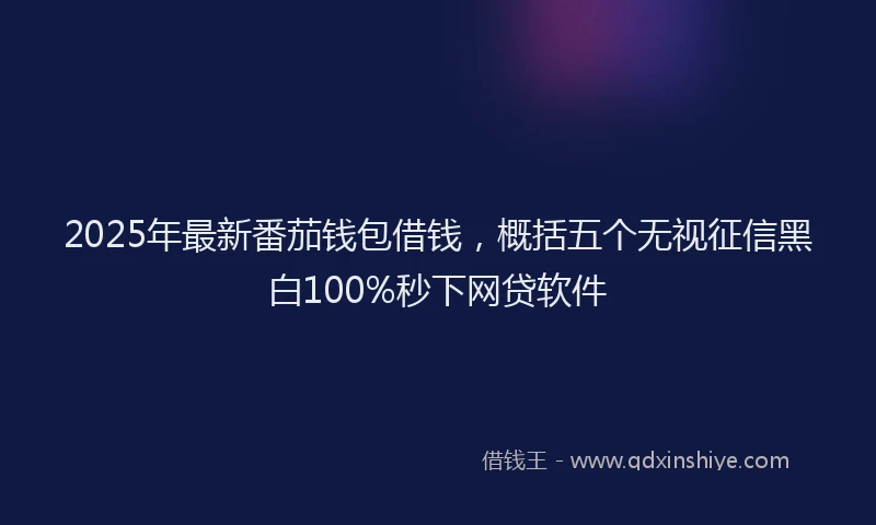 2025年最新番茄钱包借钱，概括五个无视征信黑白100%秒下网贷软件