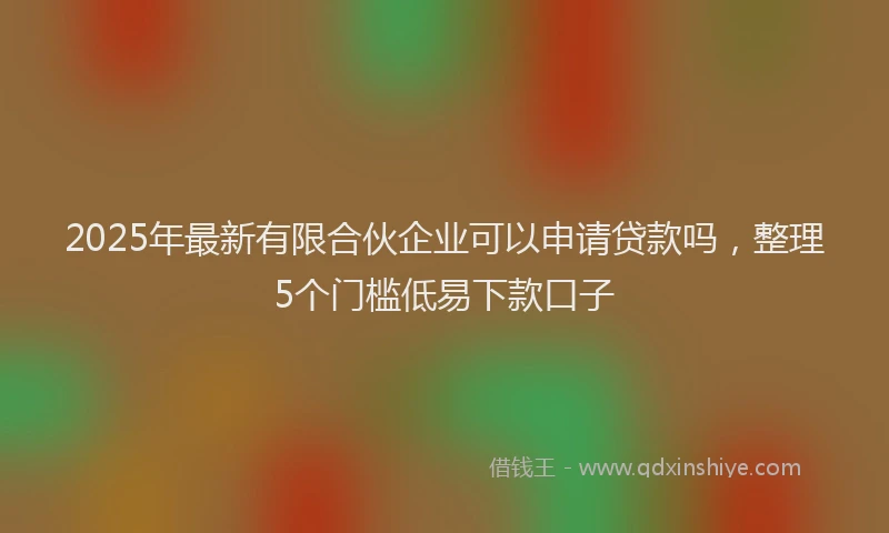 2025年最新有限合伙企业可以申请贷款吗，整理5个门槛低易下款口子