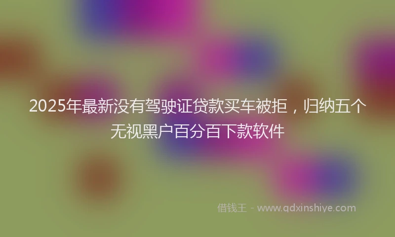 2025年最新没有驾驶证贷款买车被拒，归纳五个无视黑户百分百下款软件