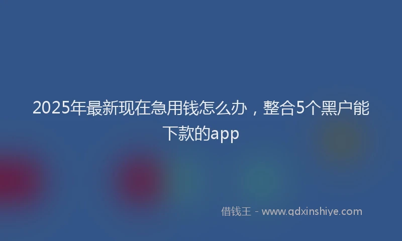 2025年最新现在急用钱怎么办，整合5个黑户能下款的app
