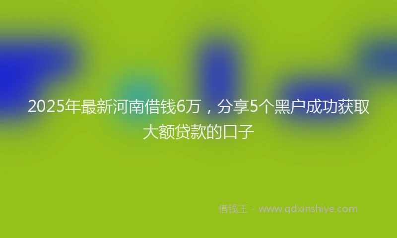 2025年最新河南借钱6万，分享5个黑户成功获取大额贷款的口子