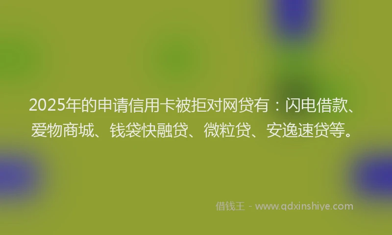 2025年的申请信用卡被拒对网贷有：闪电借款、爱物商城、钱袋快融贷、微粒贷、安逸速贷等。