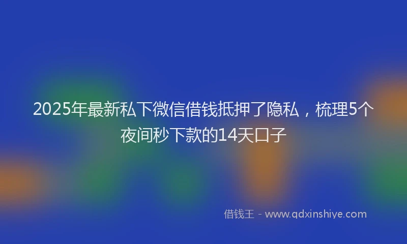 2025年最新私下微信借钱抵押了隐私，梳理5个夜间秒下款的14天口子