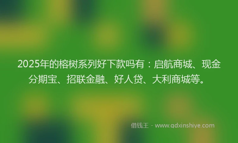 2025年的榕树系列好下款吗有：启航商城、现金分期宝、招联金融、好人贷、大利商城等。
