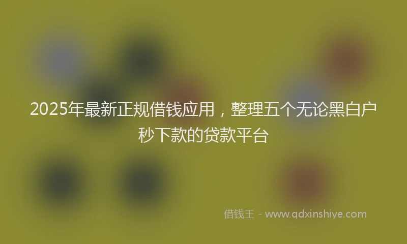 2025年最新正规借钱应用，整理五个无论黑白户秒下款的贷款平台