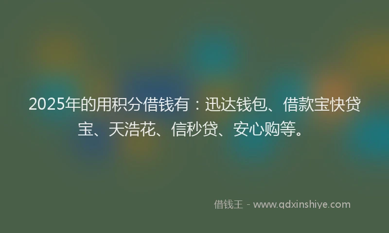 2025年的用积分借钱有：迅达钱包、借款宝快贷宝、天浩花、信秒贷、安心购等。
