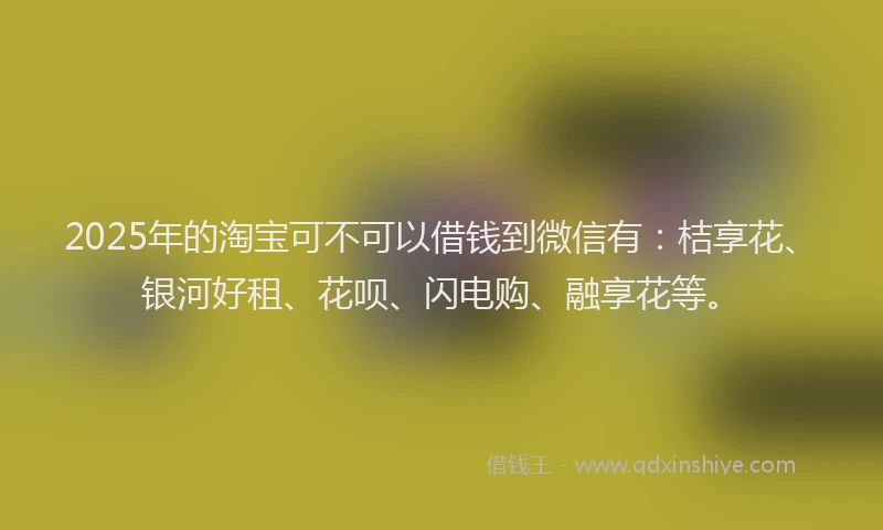 2025年的淘宝可不可以借钱到微信有：桔享花、银河好租、花呗、闪电购、融享花等。