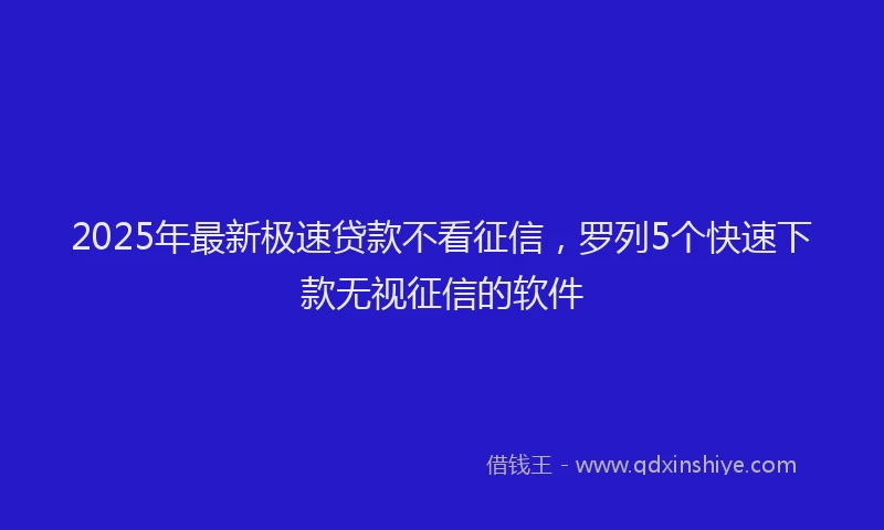 2025年最新极速贷款不看征信，罗列5个快速下款无视征信的软件