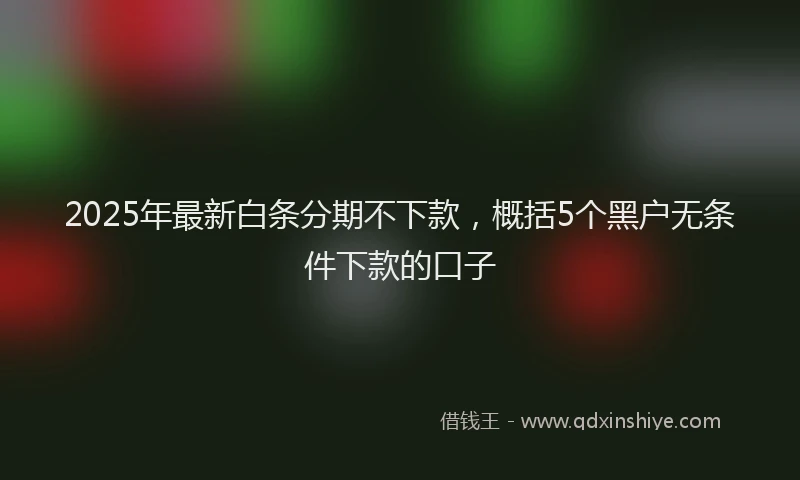2025年最新白条分期不下款，概括5个黑户无条件下款的口子