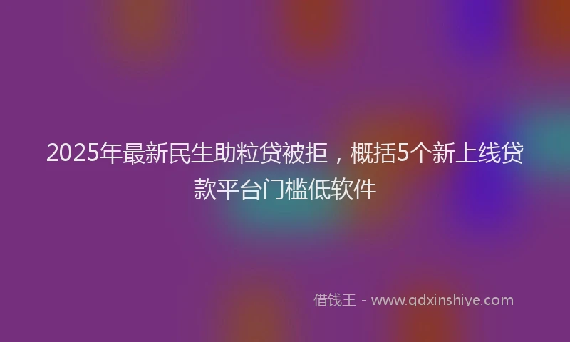 2025年最新民生助粒贷被拒，概括5个新上线贷款平台门槛低软件