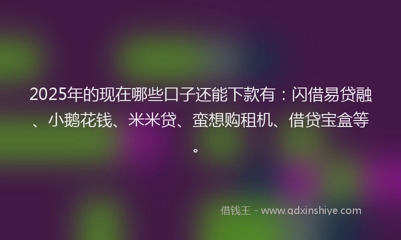 2025年的现在哪些口子还能下款有：闪借易贷融、小鹅花钱、米米贷、蛮想购租机、借贷宝盒等。