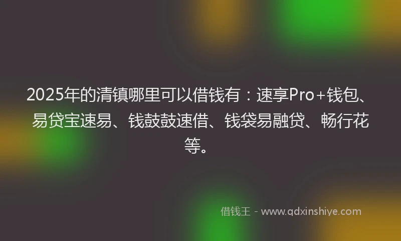 2025年的清镇哪里可以借钱有：速享Pro+钱包、易贷宝速易、钱鼓鼓速借、钱袋易融贷、畅行花等。
