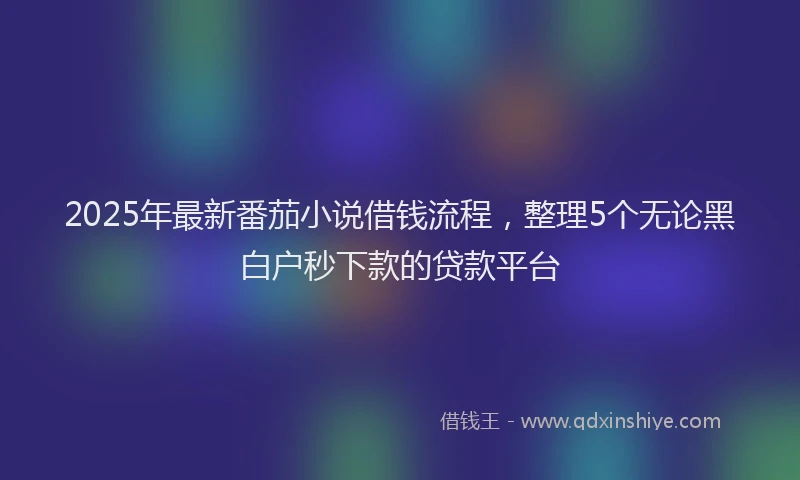 2025年最新番茄小说借钱流程，整理5个无论黑白户秒下款的贷款平台