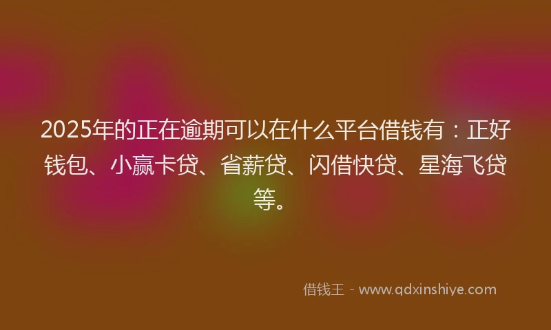 2025年的正在逾期可以在什么平台借钱有：正好钱包、小赢卡贷、省薪贷、闪借快贷、星海飞贷等。