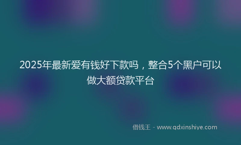 2025年最新爱有钱好下款吗，整合5个黑户可以做大额贷款平台