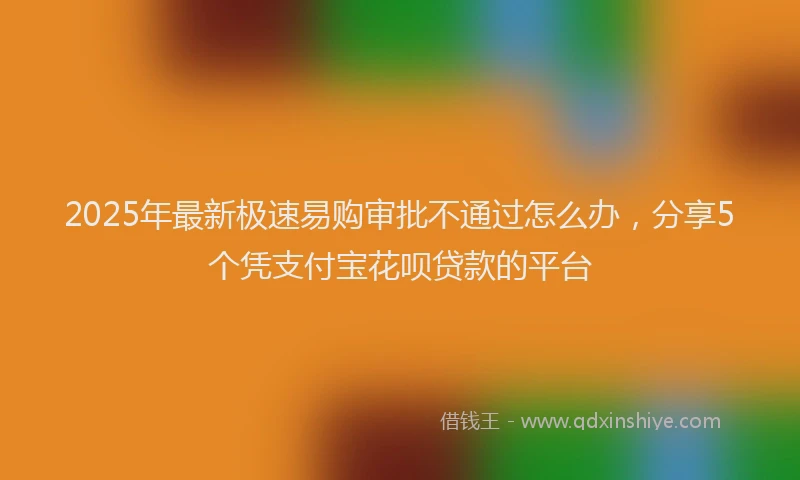 2025年最新极速易购审批不通过怎么办，分享5个凭支付宝花呗贷款的平台