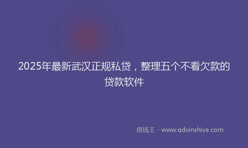 2025年最新武汉正规私贷，整理五个不看欠款的贷款软件