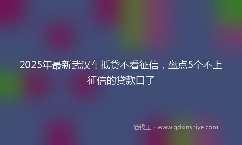 2025年最新武汉车抵贷不看征信，盘点5个不上征信的贷款口子
