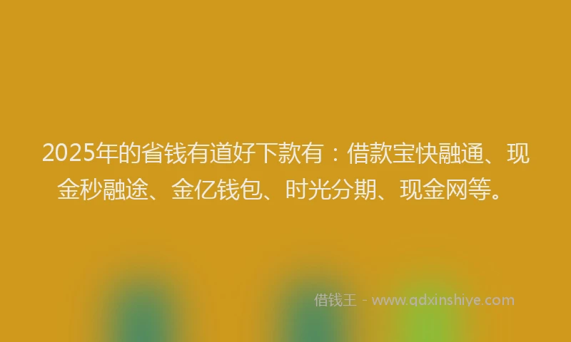 2025年的省钱有道好下款有：借款宝快融通、现金秒融途、金亿钱包、时光分期、现金网等。