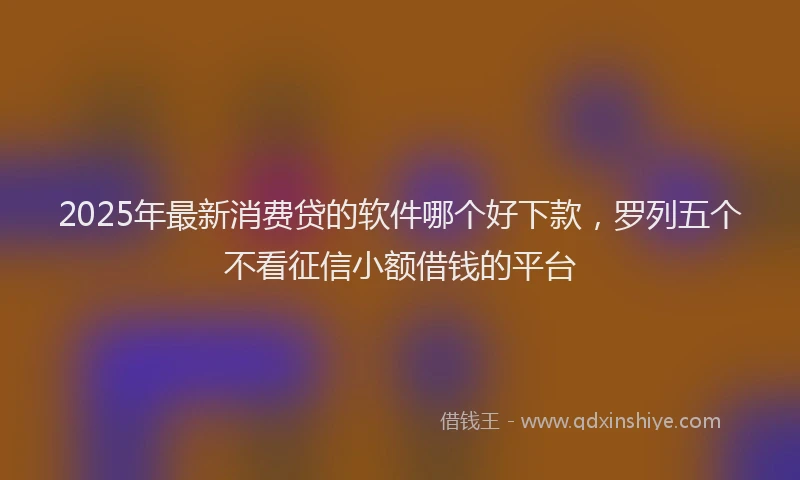 2025年最新消费贷的软件哪个好下款,罗列五个不看征信小额借钱的平台