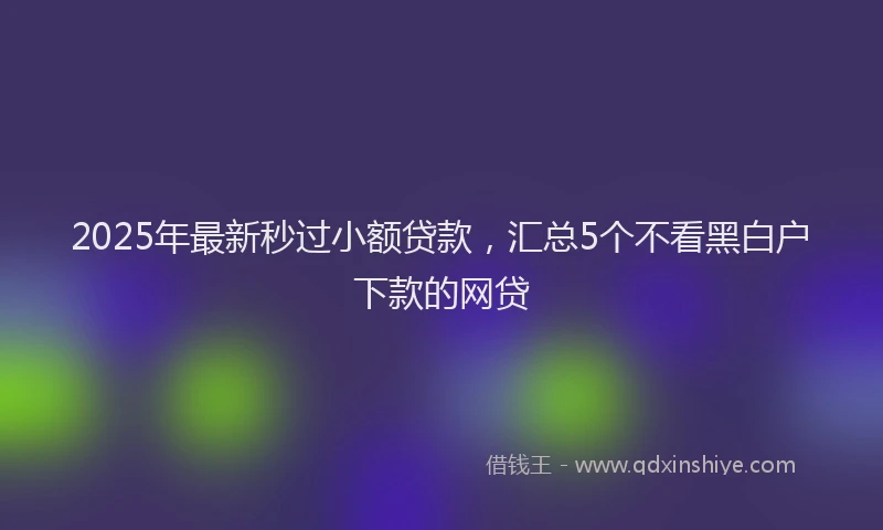 2025年最新秒过小额贷款，汇总5个不看黑白户下款的网贷