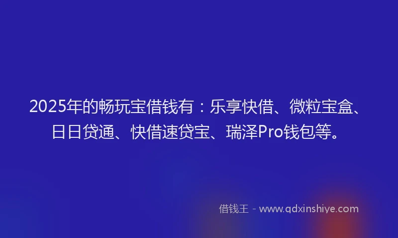 2025年的畅玩宝借钱有：乐享快借、微粒宝盒、日日贷通、快借速贷宝、瑞泽Pro钱包等。