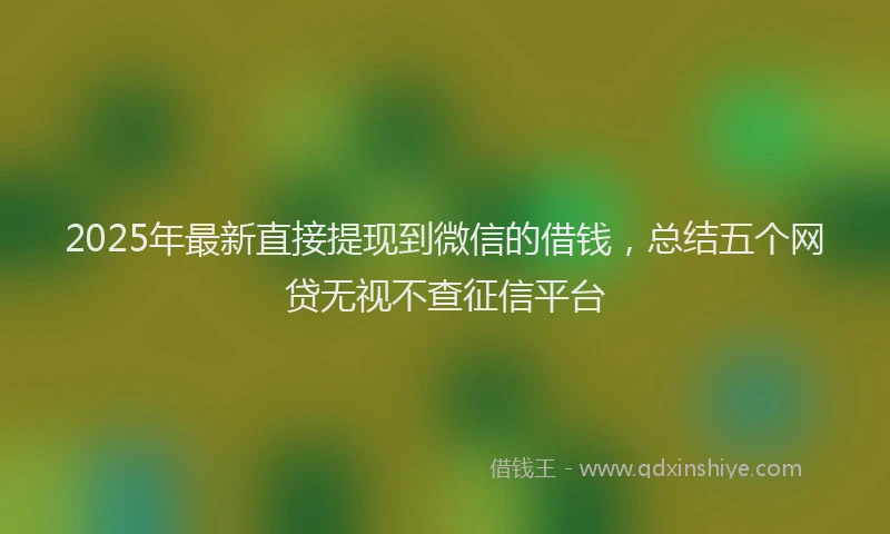 2025年最新直接提现到微信的借钱，总结五个网贷无视不查征信平台
