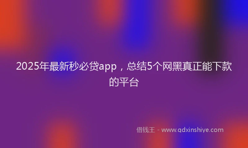 2025年最新秒必贷app，总结5个网黑真正能下款的平台
