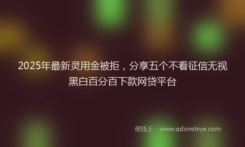 2025年最新灵用金被拒，分享五个不看征信无视黑白百分百下款网贷平台
