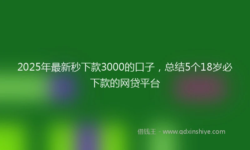 2025年最新秒下款3000的口子，总结5个18岁必下款的网贷平台
